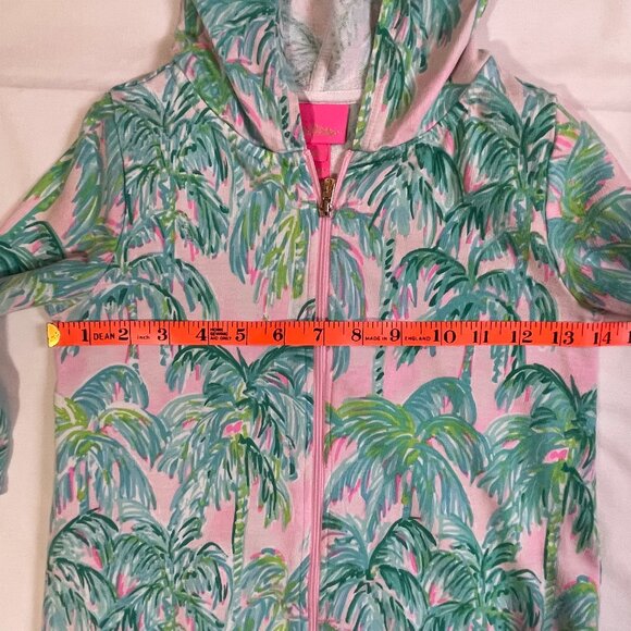 Lily Pulitzer Girls M Pool Beach Cover Up Pink Blossom Zip Up Hooded - Picture 6 of 12